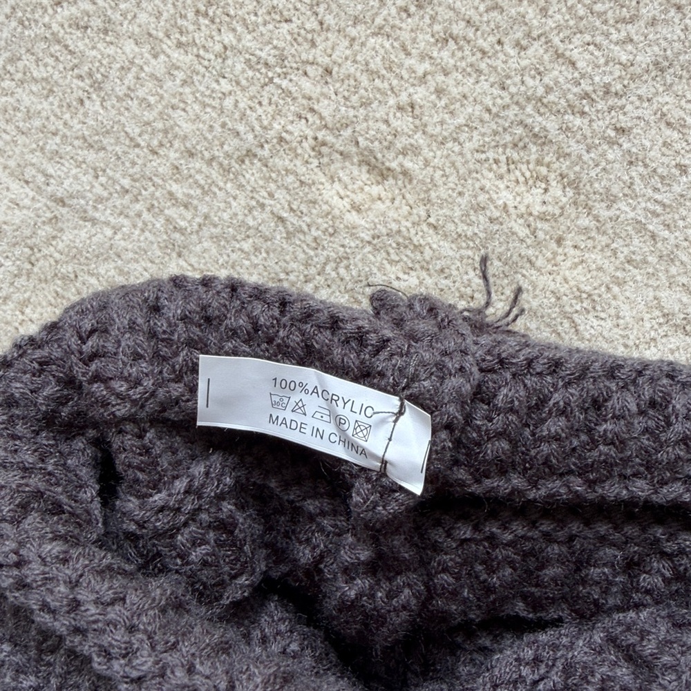 C.C Black Knit Beanie with Faux Fur Pom - Picture 3 of 3
